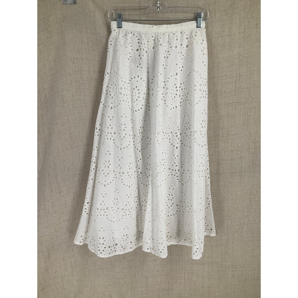 Meshki White Eyelet Midi Skirt